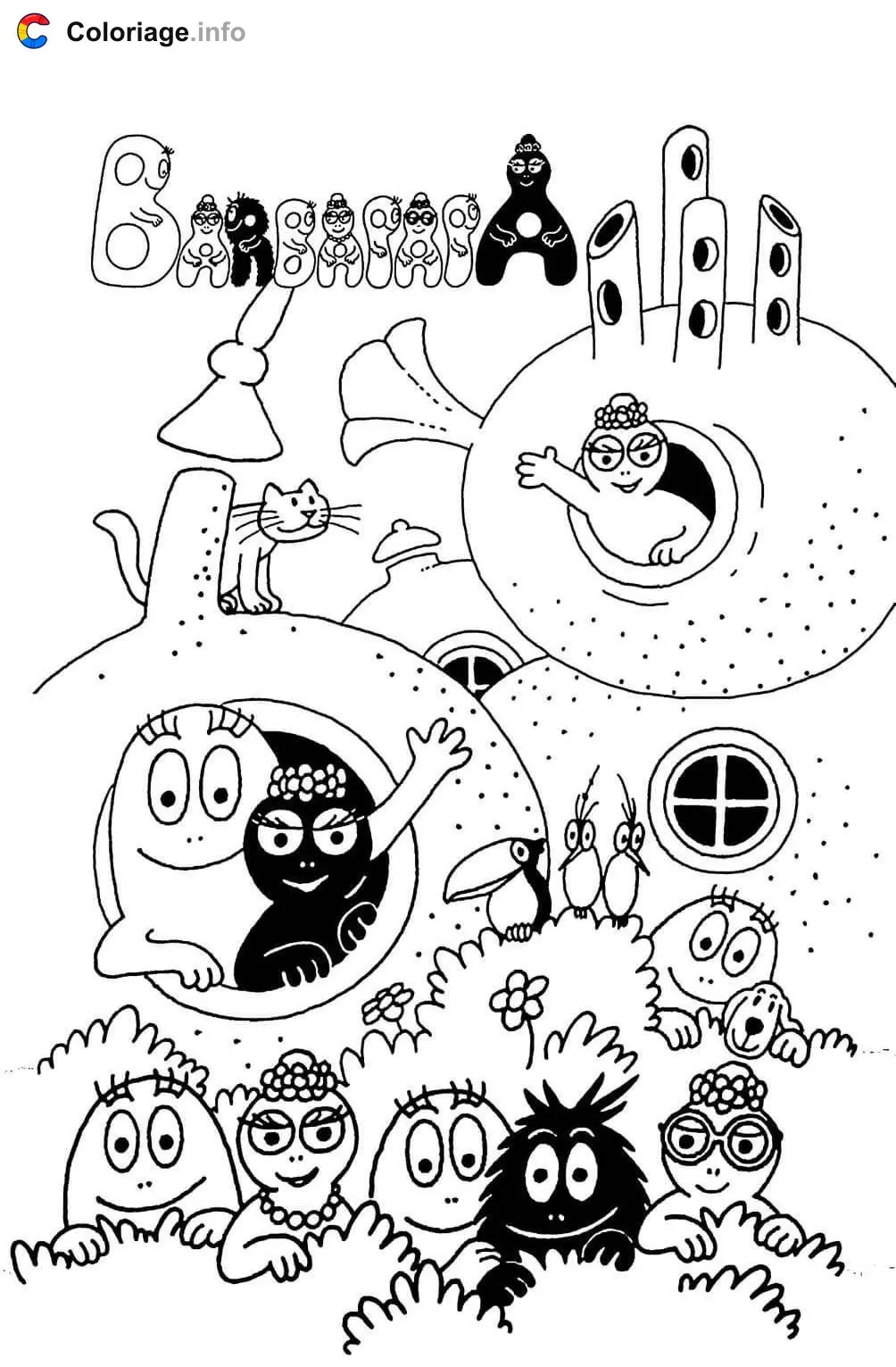 Barbapapa Family at Home coloring page to print