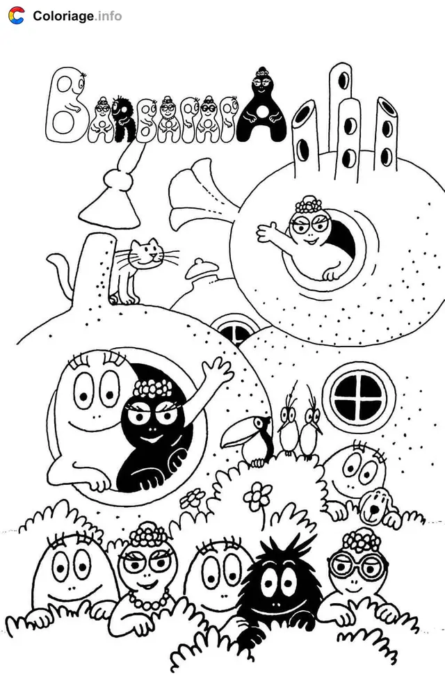 Desenho de Barbapapa em casa para colorir