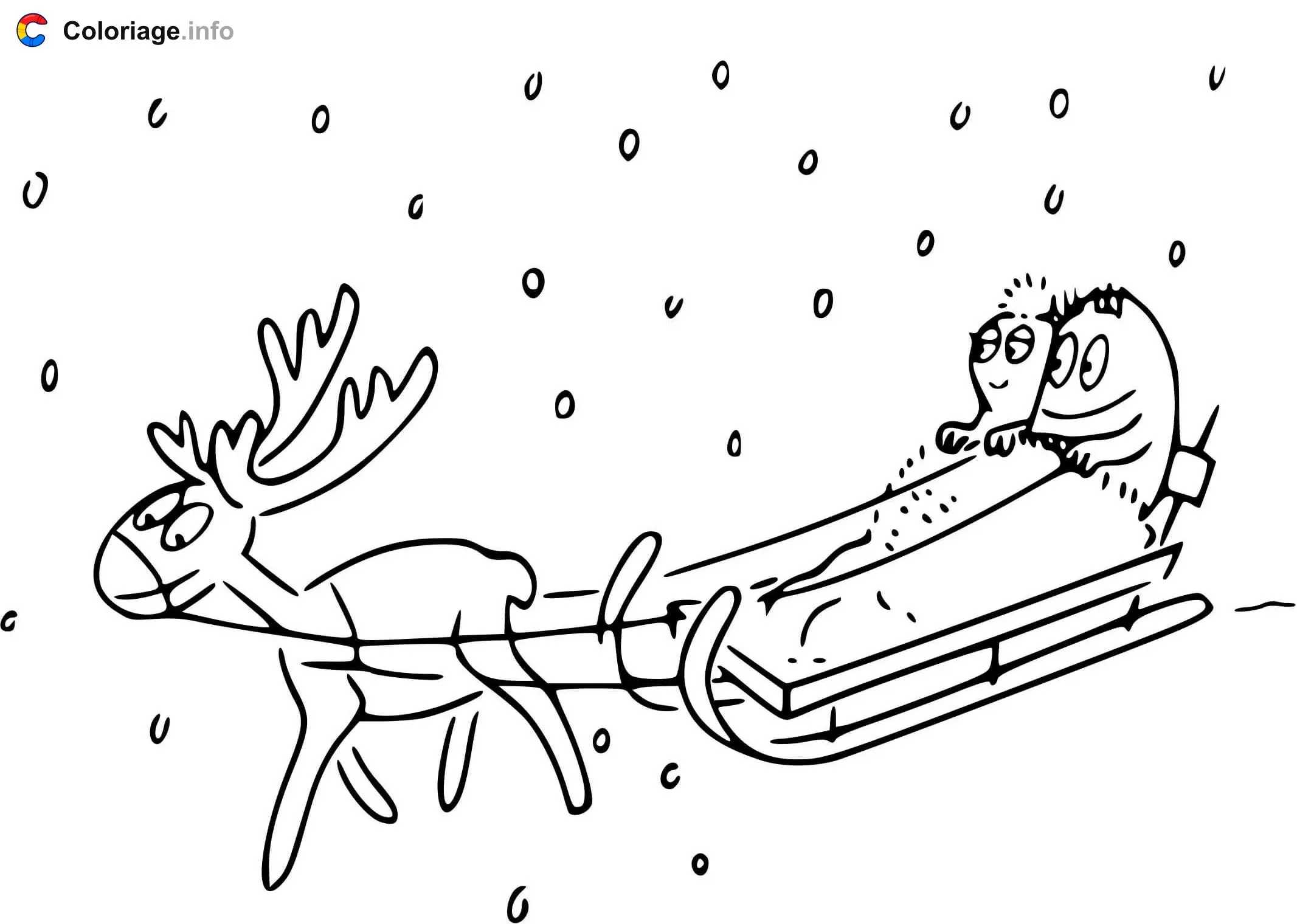 Barbapapa with a Reindeer in the North coloring page to print