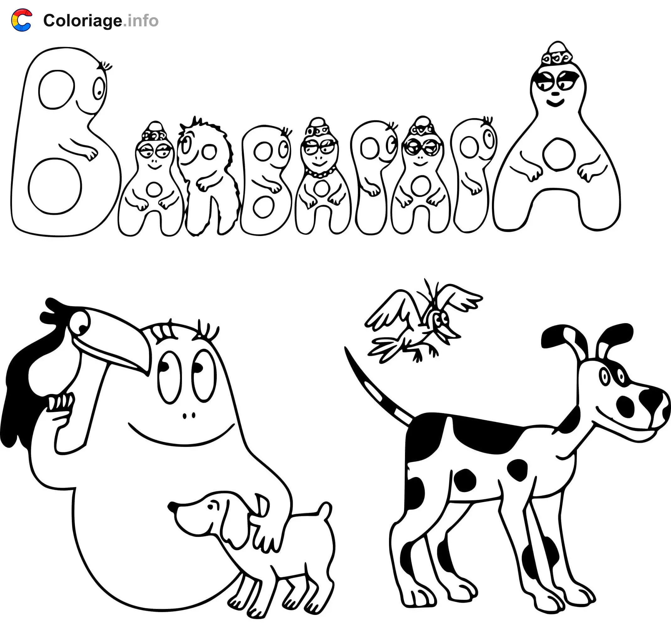 Barbapapa and the Animals coloring page to print