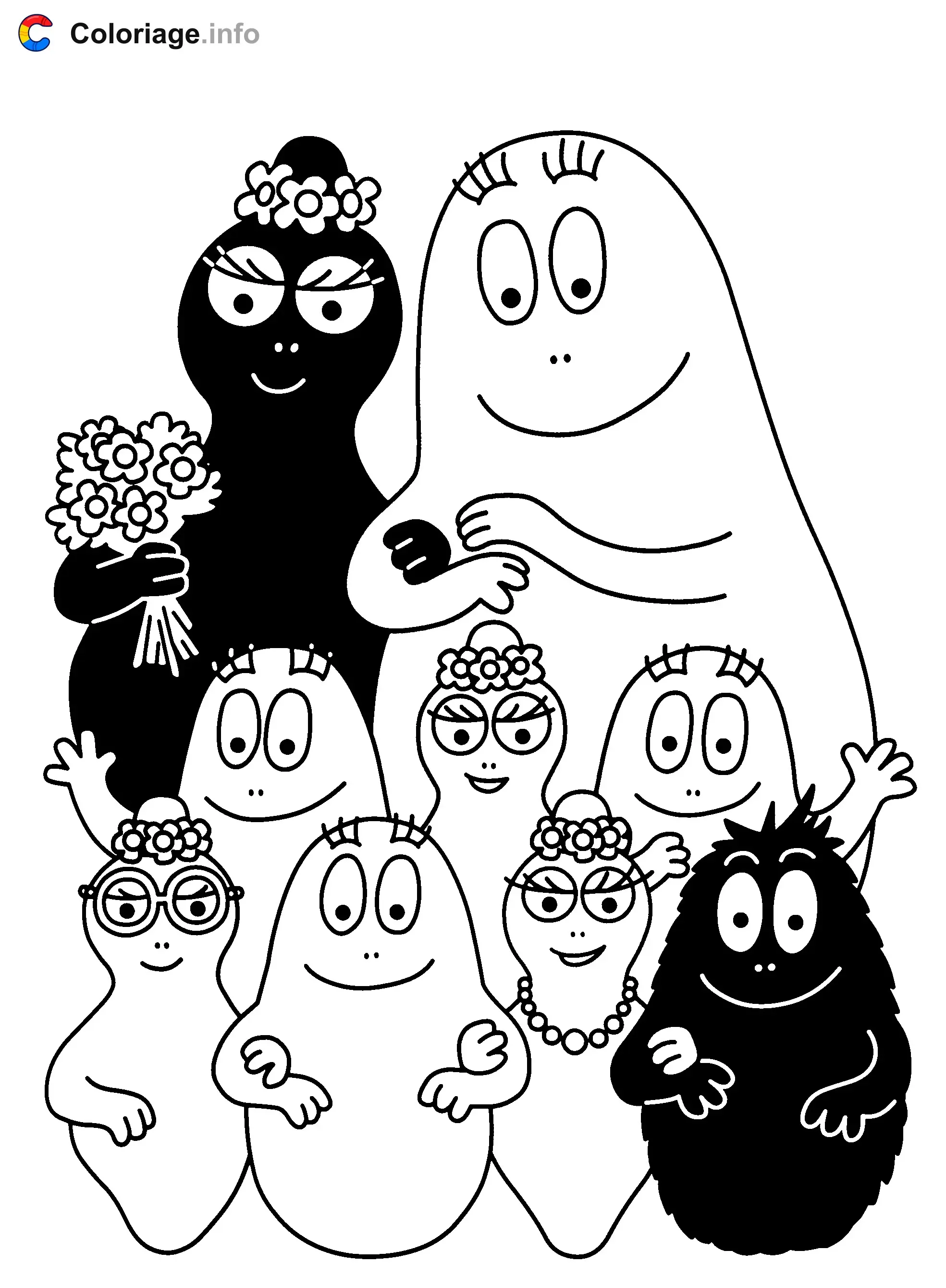Barbapapa Family and Kids coloring page to print
