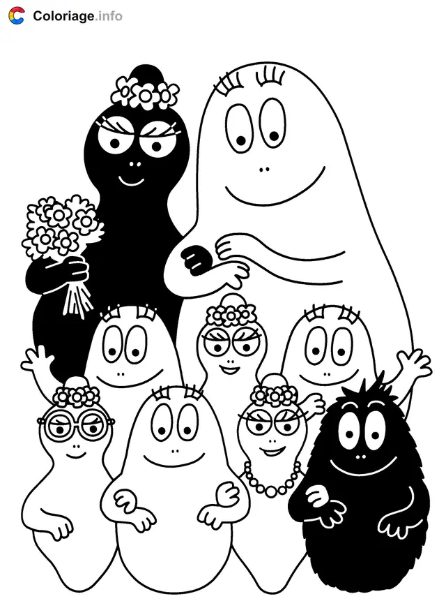 Coloriage Barbapapa famille et les enfants - Barbapapa à imprimer