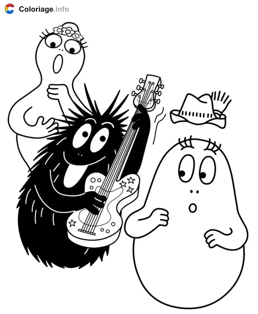 Barbapapa Surprised by Music coloring page to print