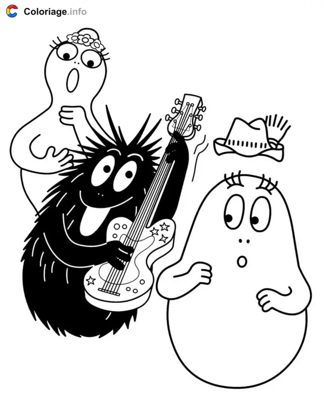 Coloriage Barbapapa surpris par la musique - Barbapapa à imprimer