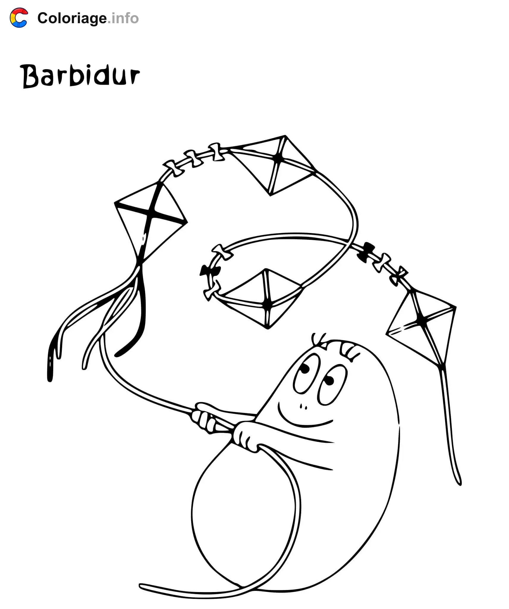 Barbidur Playing with a Kite at the Park coloring page to print