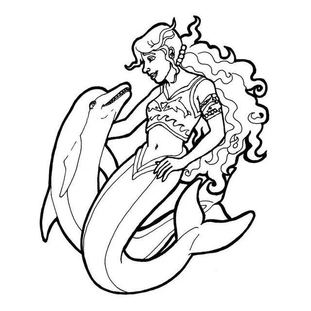 Coloriage Barbie Dauphin - Barbie à imprimer