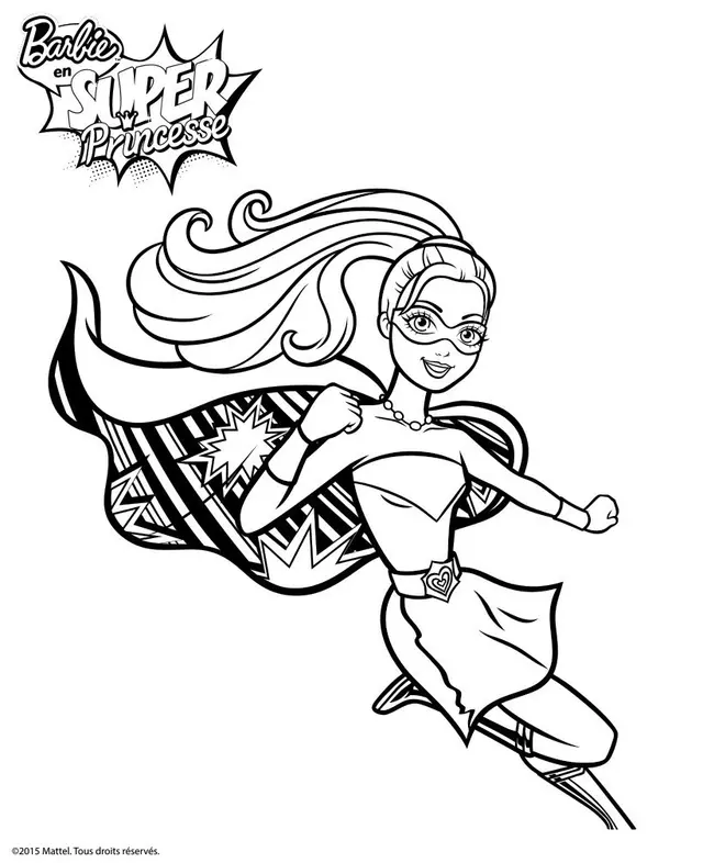 Coloriage Barbie En Super Princesse - Barbie à imprimer
