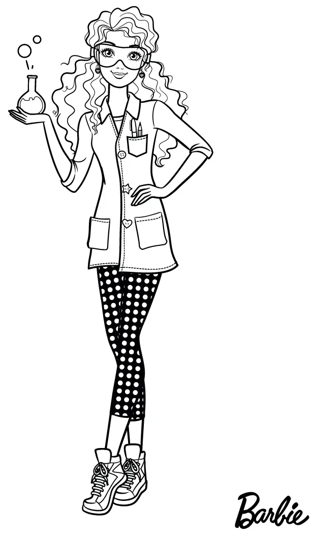 Coloriage Barbie Est Une Scientifique Et Chercheuse - Barbie à imprimer