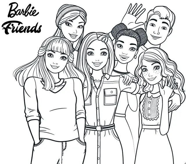 Coloriage Barbie Friends Les Amis - Barbie à imprimer
