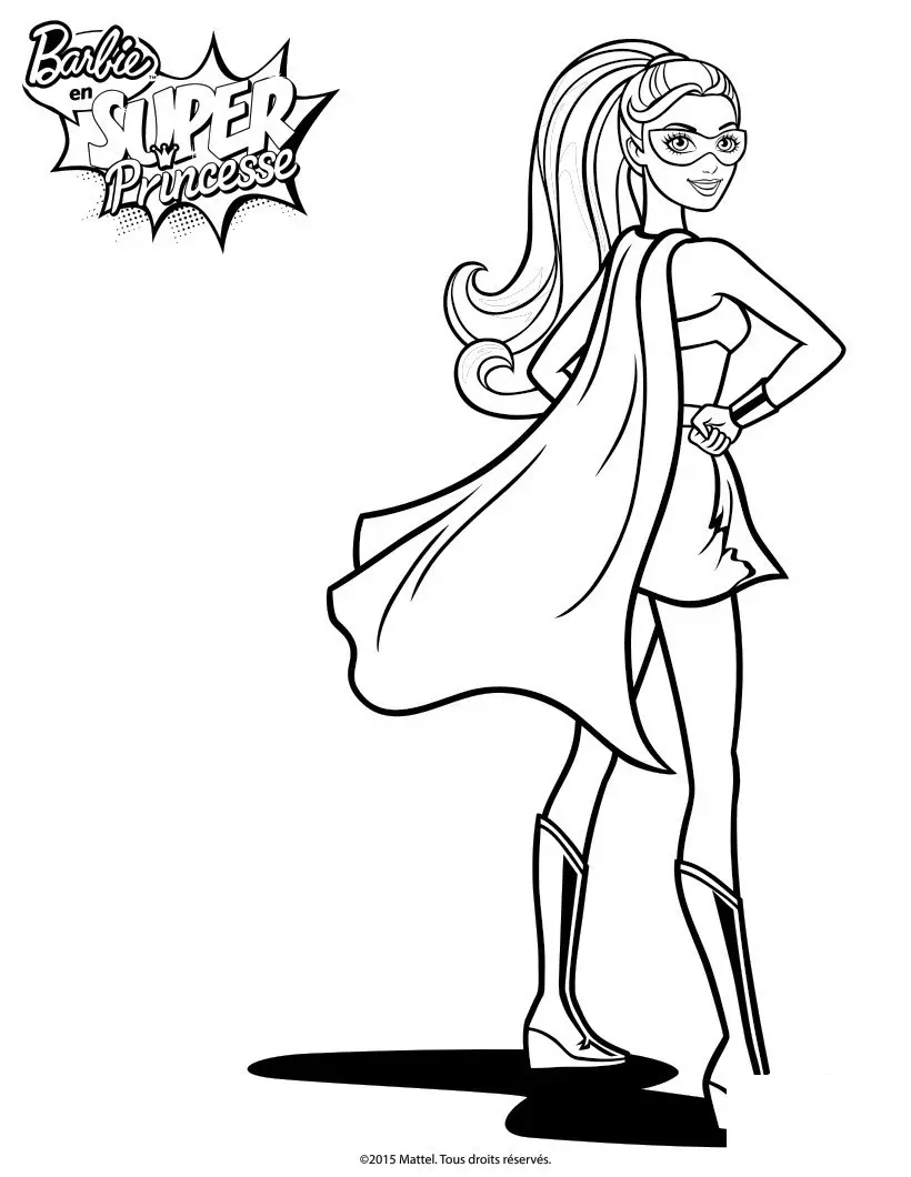 Coloriage Barbie Princesse Kara La Super Héroïne - Barbie à imprimer