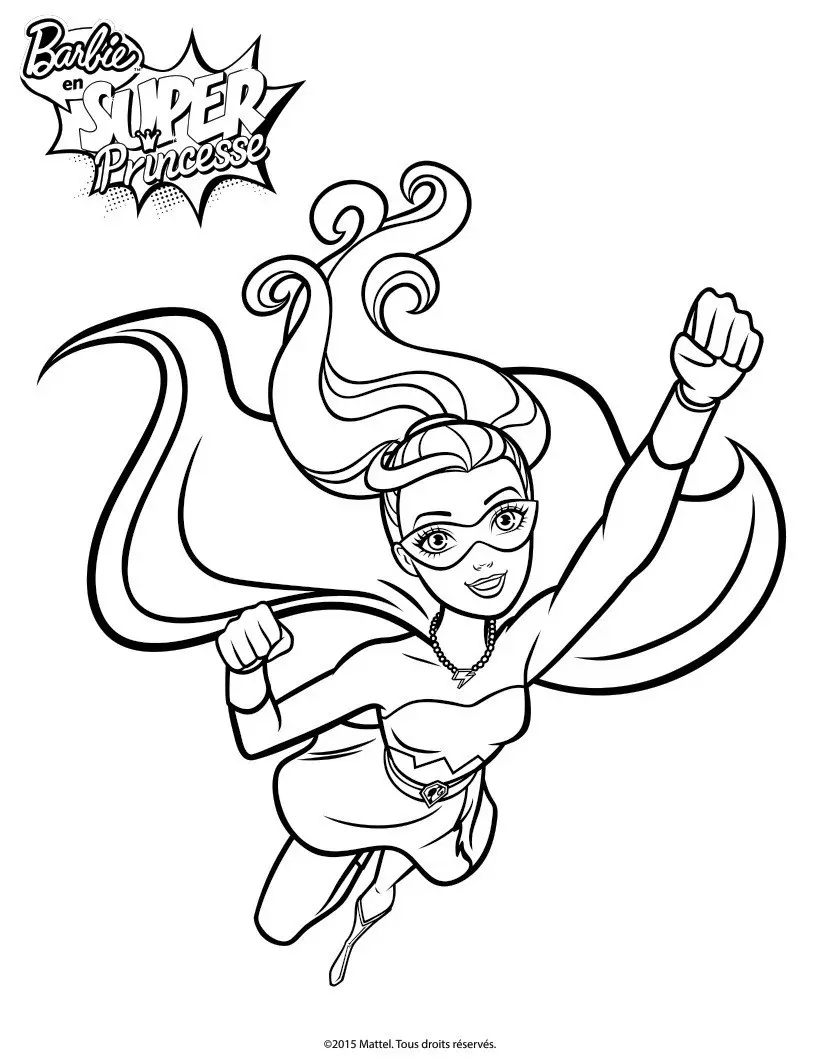Barbie Princess Super Sparkle in Full Flight coloring page to print