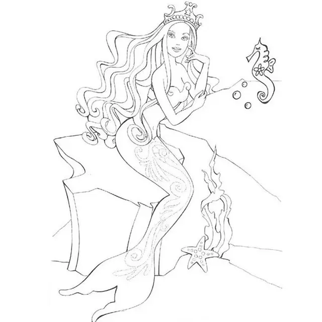 Coloriage Barbie Sirène - Barbie à imprimer