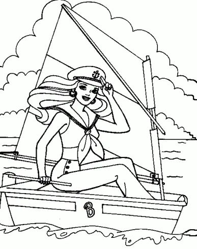 Coloriage Barbie Surf - Barbie à imprimer