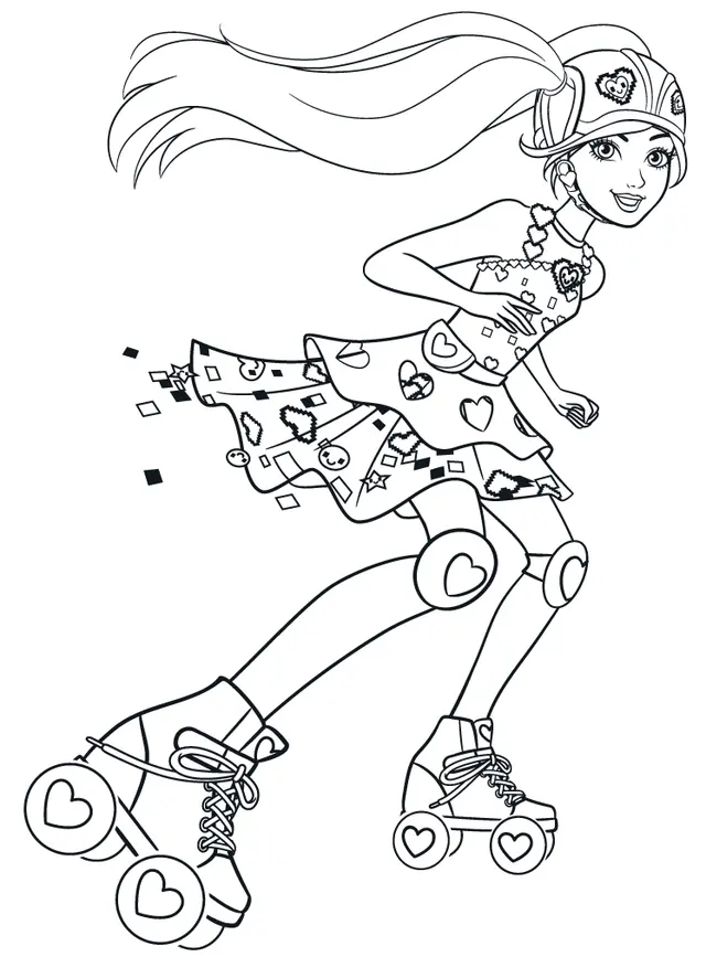 Coloriage Barbie Video Game Hero Fait Du Patins A Roues Alignees - Barbie à imprimer