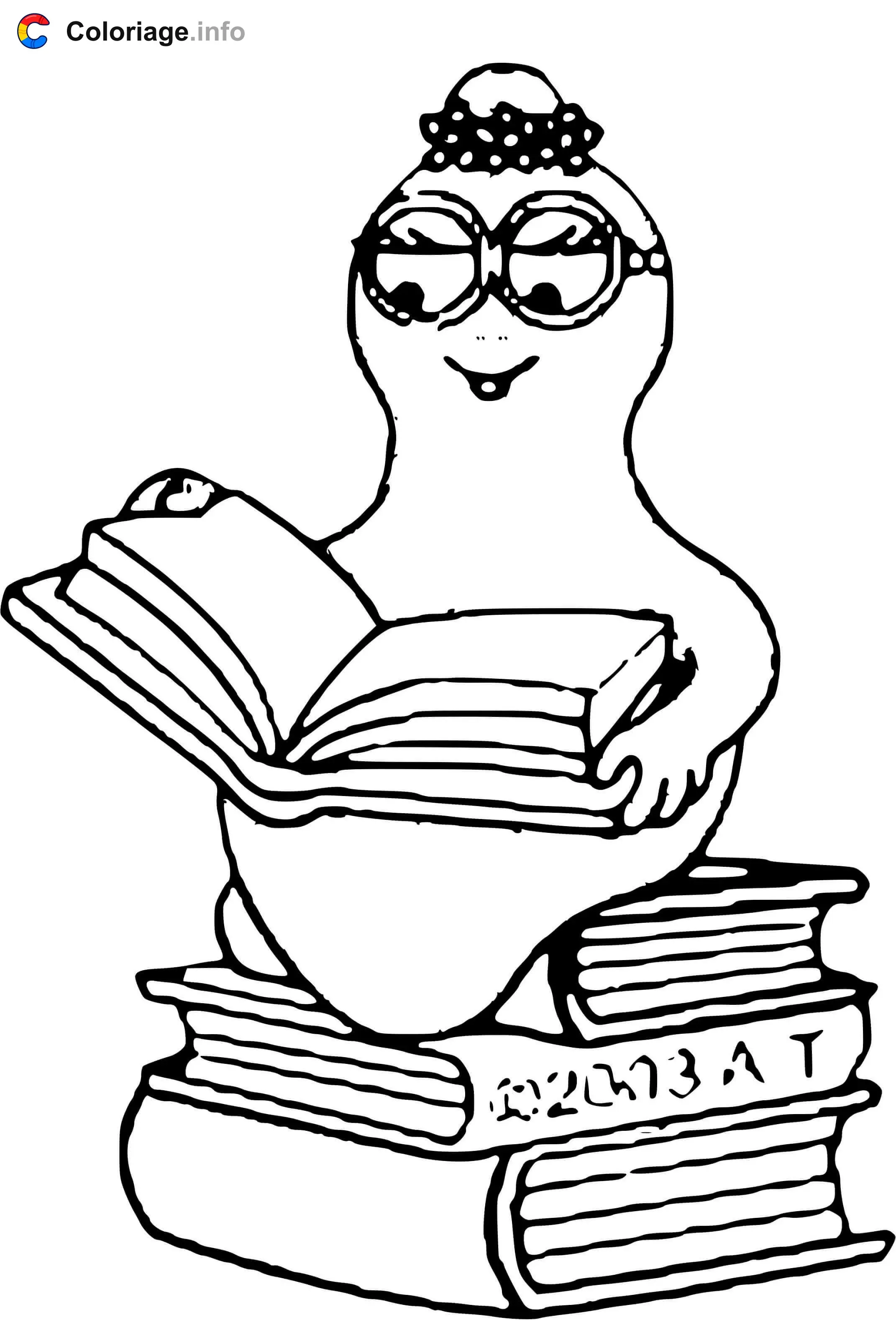 Barbotine Loves Reading Books coloring page to print