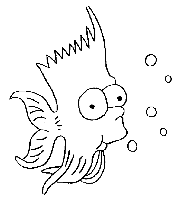 Coloriage Bart Poisson - Simpson à imprimer
