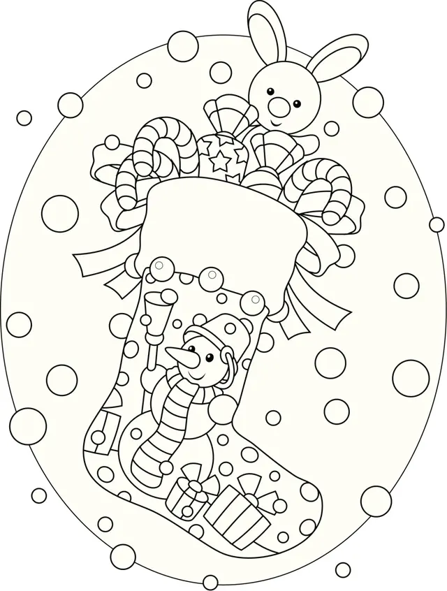 Coloriage Bas De Noël Facile - Noël à imprimer