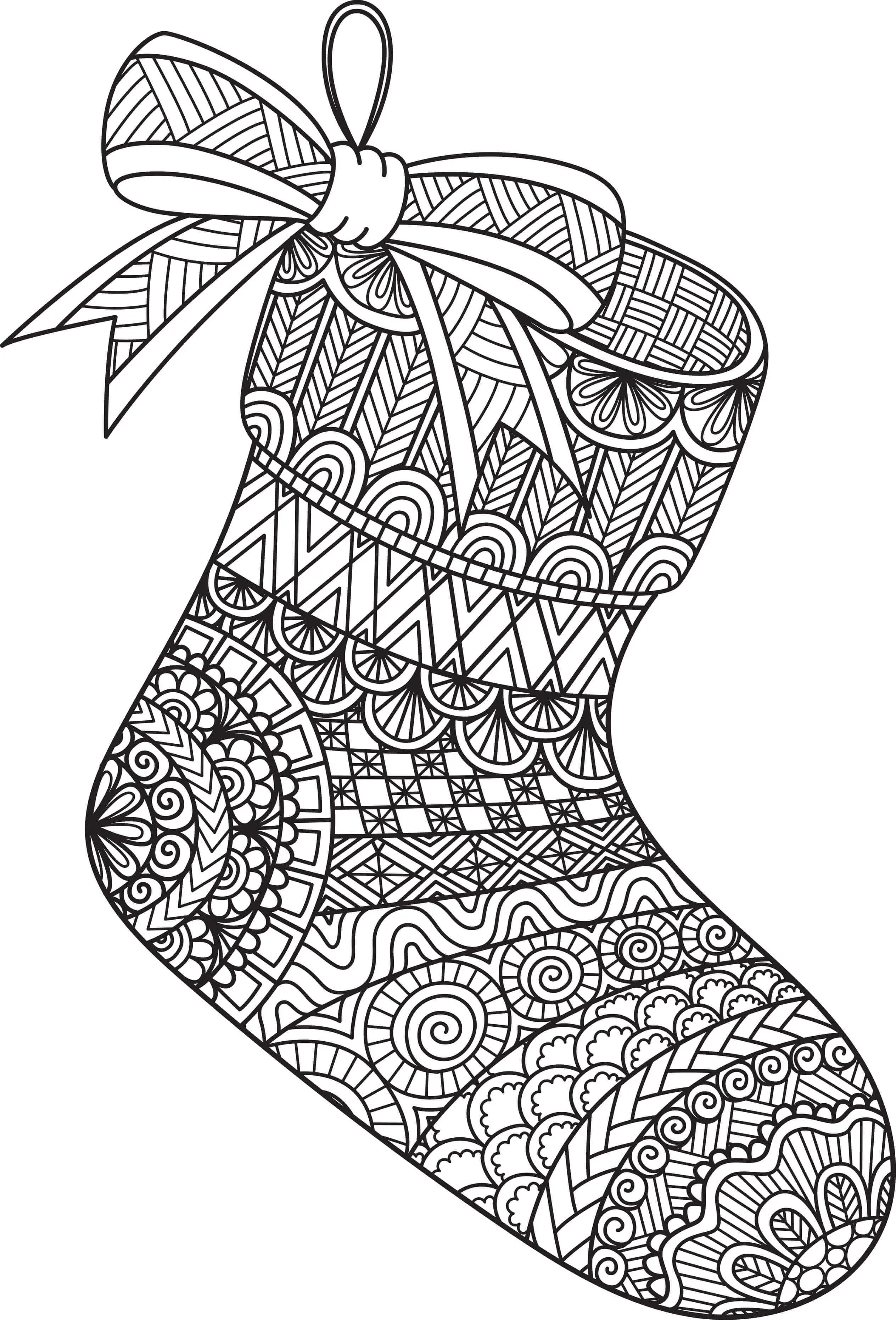 Coloriage Bas De Noël Mandala Difficile Complexe Pour Adulte - Mandala de Noël à imprimer