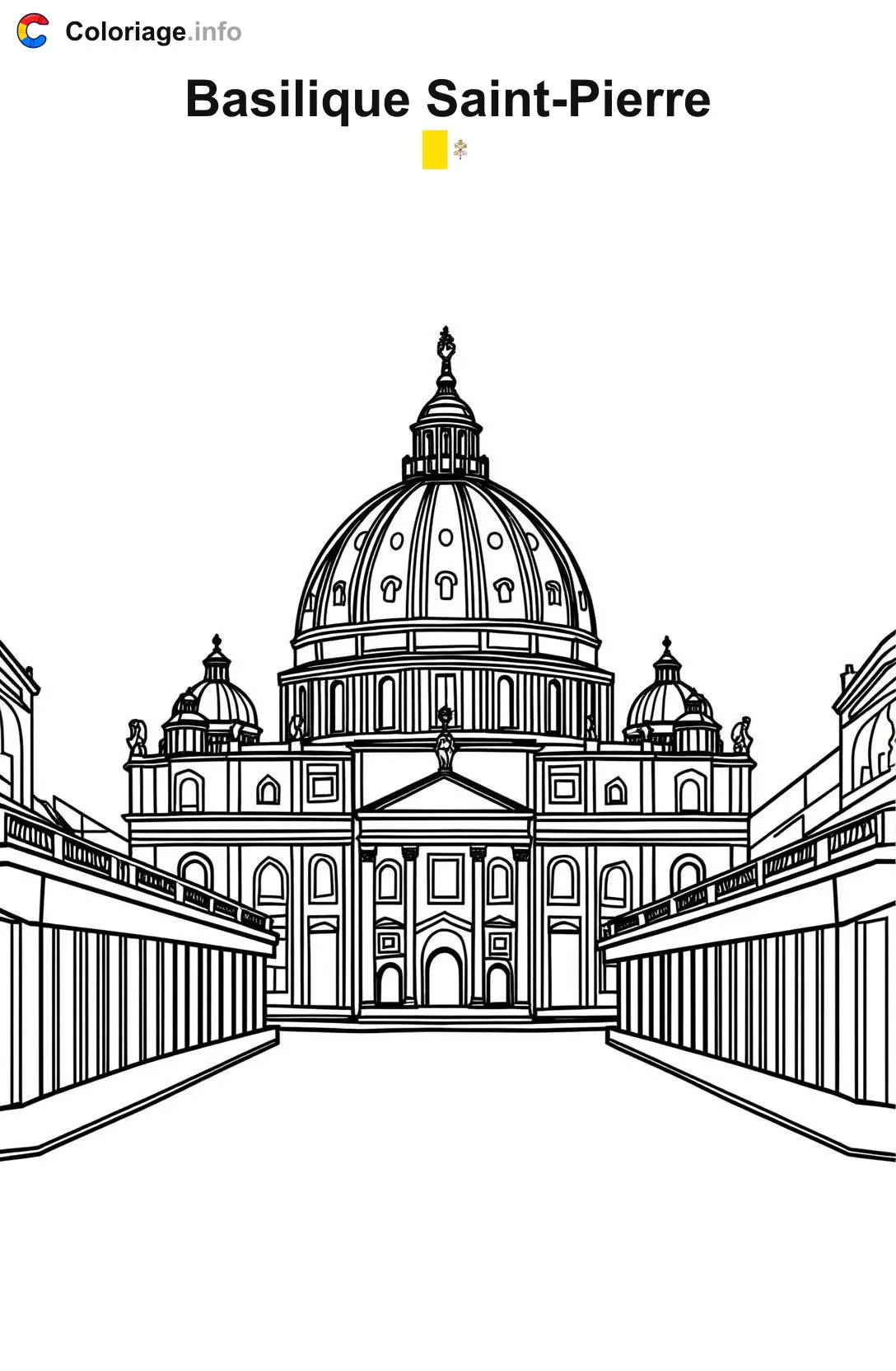 Coloriage Basilique Saint-Pierre Vatican - Monuments à imprimer