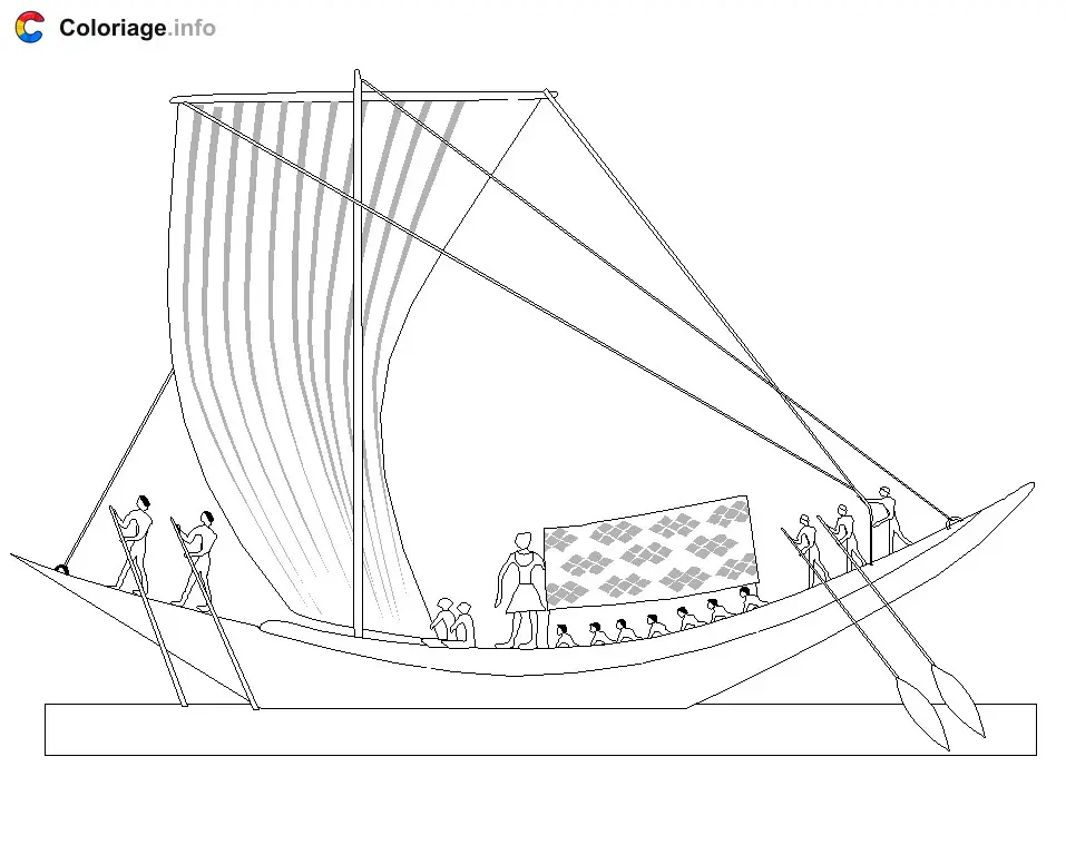 Ancient Egyptian Boat coloring page to print