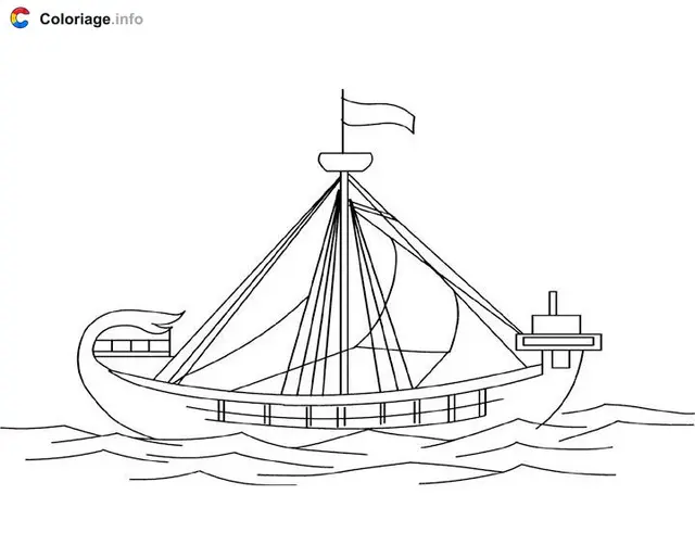 Coloriage Bateau moyen âge - Médiéval à imprimer