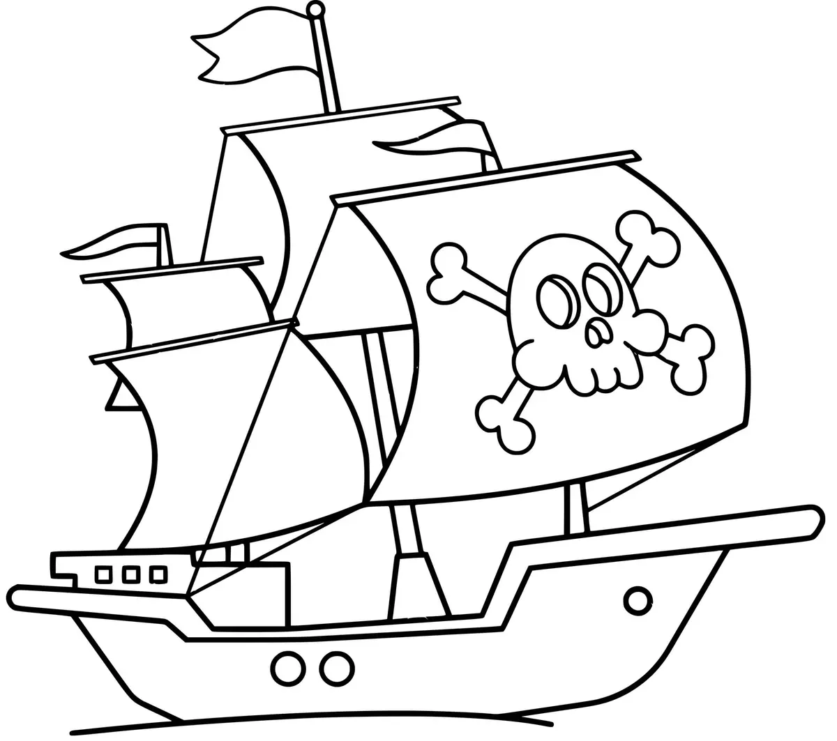 Kleurplaat Makkelijke piratenboot om te printen