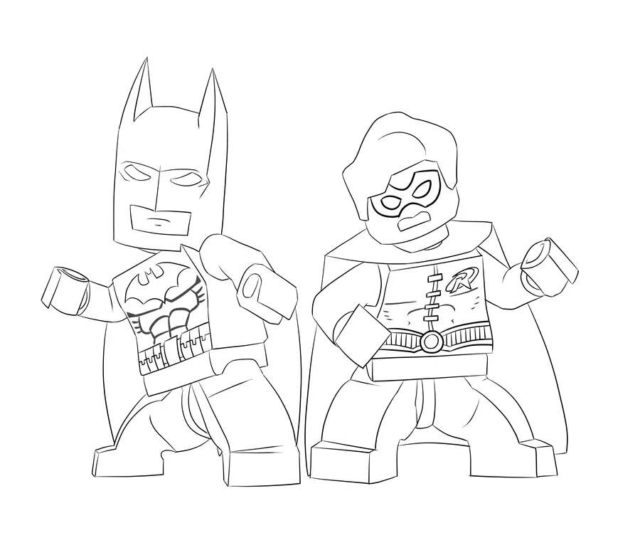 Batman and Robin Lego coloring page to print