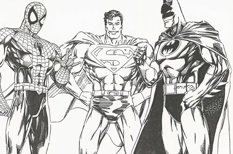 Ausmalbild Batman, Spiderman und Superman Ausmalbilder zum Ausdrucken