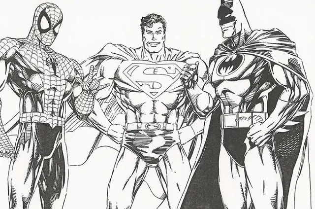 Coloriage Batman Spiderman Superman - Batman à imprimer