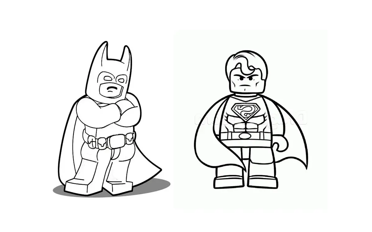 Batman and Superman Lego Epic Battle coloring page to print