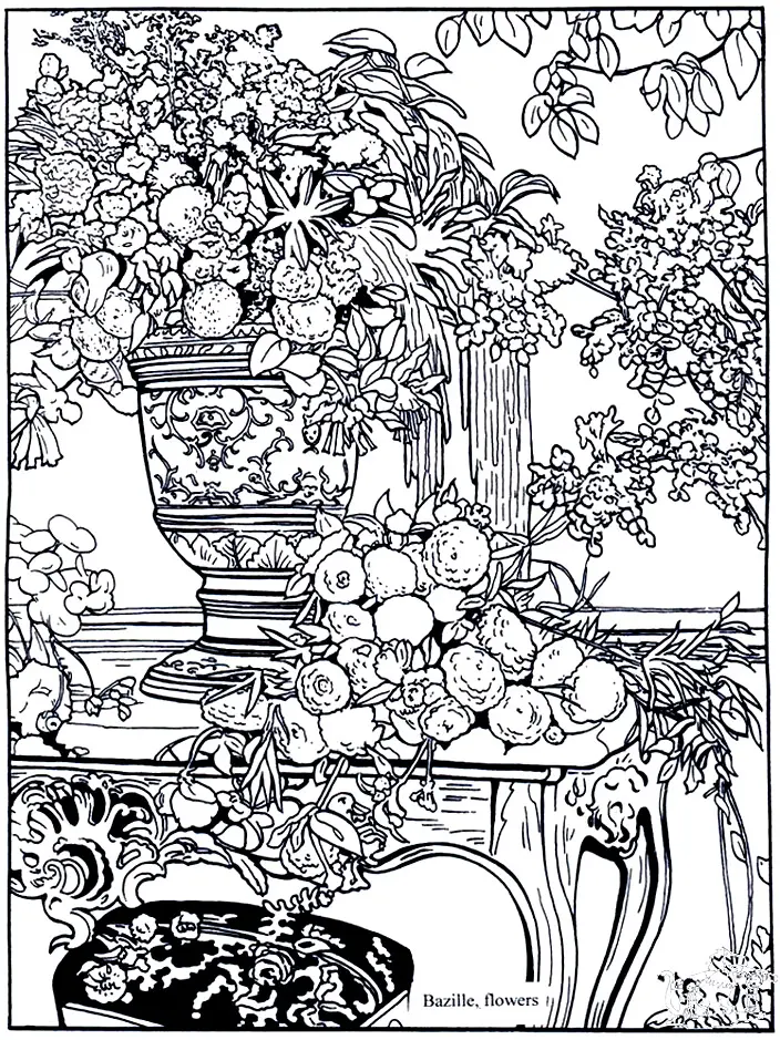 Coloriage Bazille Flowers - Art à imprimer