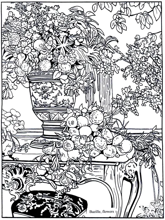 Coloriage Bazille Flowers - Art à imprimer