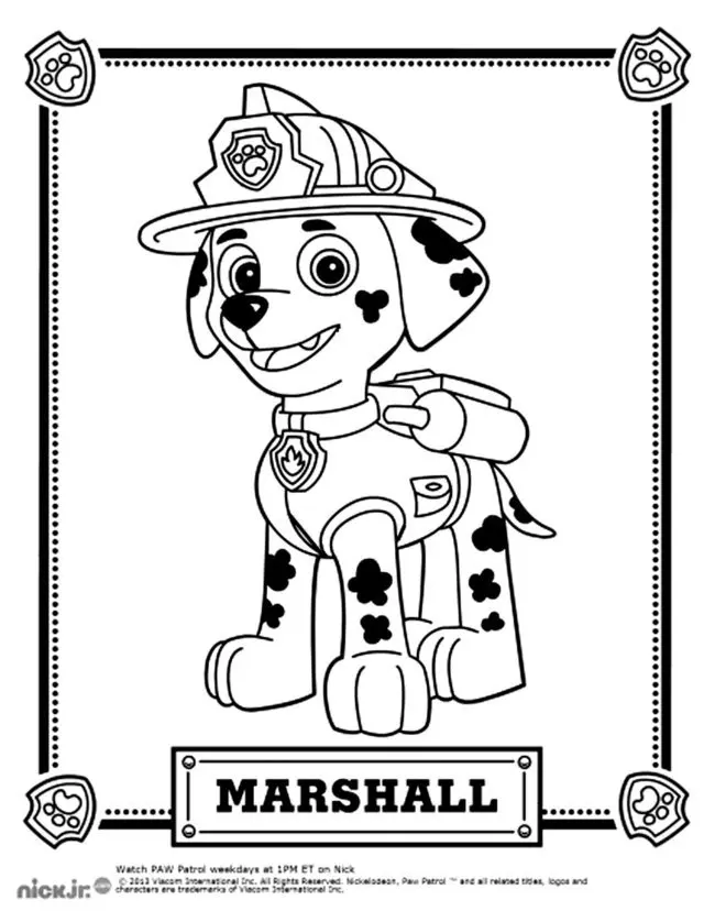 Coloriage Beau Dalmatien Marcus Marshall - Pat patrouille à imprimer