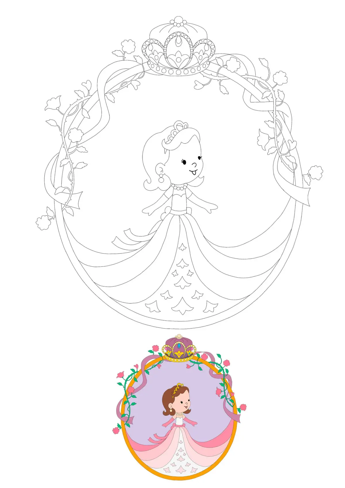 Coloriage Bébé Princesse Crown - Princesse à imprimer