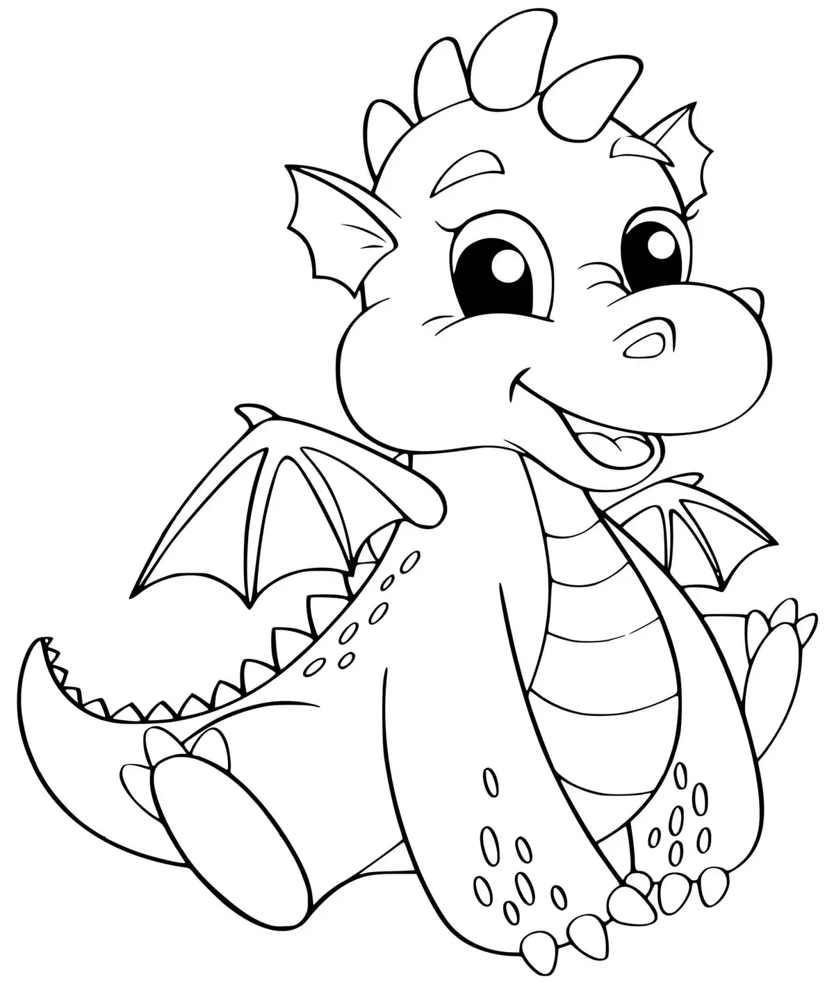 Coloriage Bébé Dragon Facile Avec Un Sourire - Dragon à imprimer