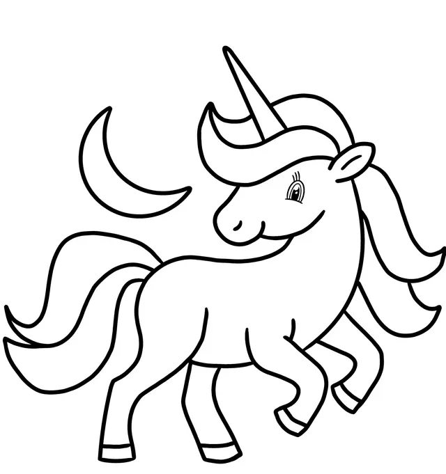 Coloriage Bébé Licorne Avec Lune - Licorne à imprimer