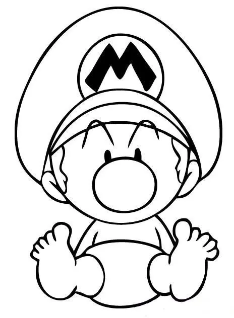 Coloriage Bébé Mario - Bébé à imprimer