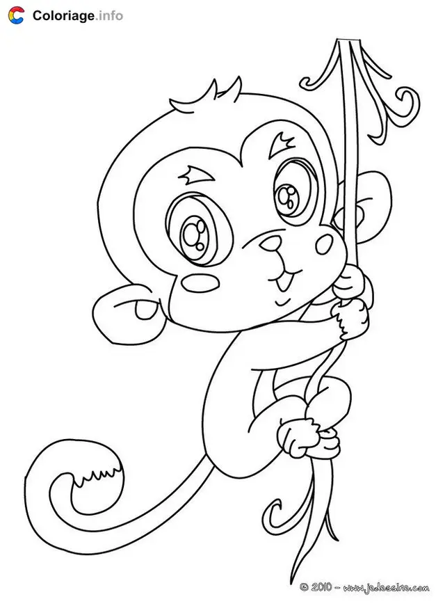 Coloriage Bébé singe cute - Singe à imprimer