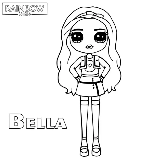 Dibujo de Bella Parker de Rainbow High Fácil para colorear
