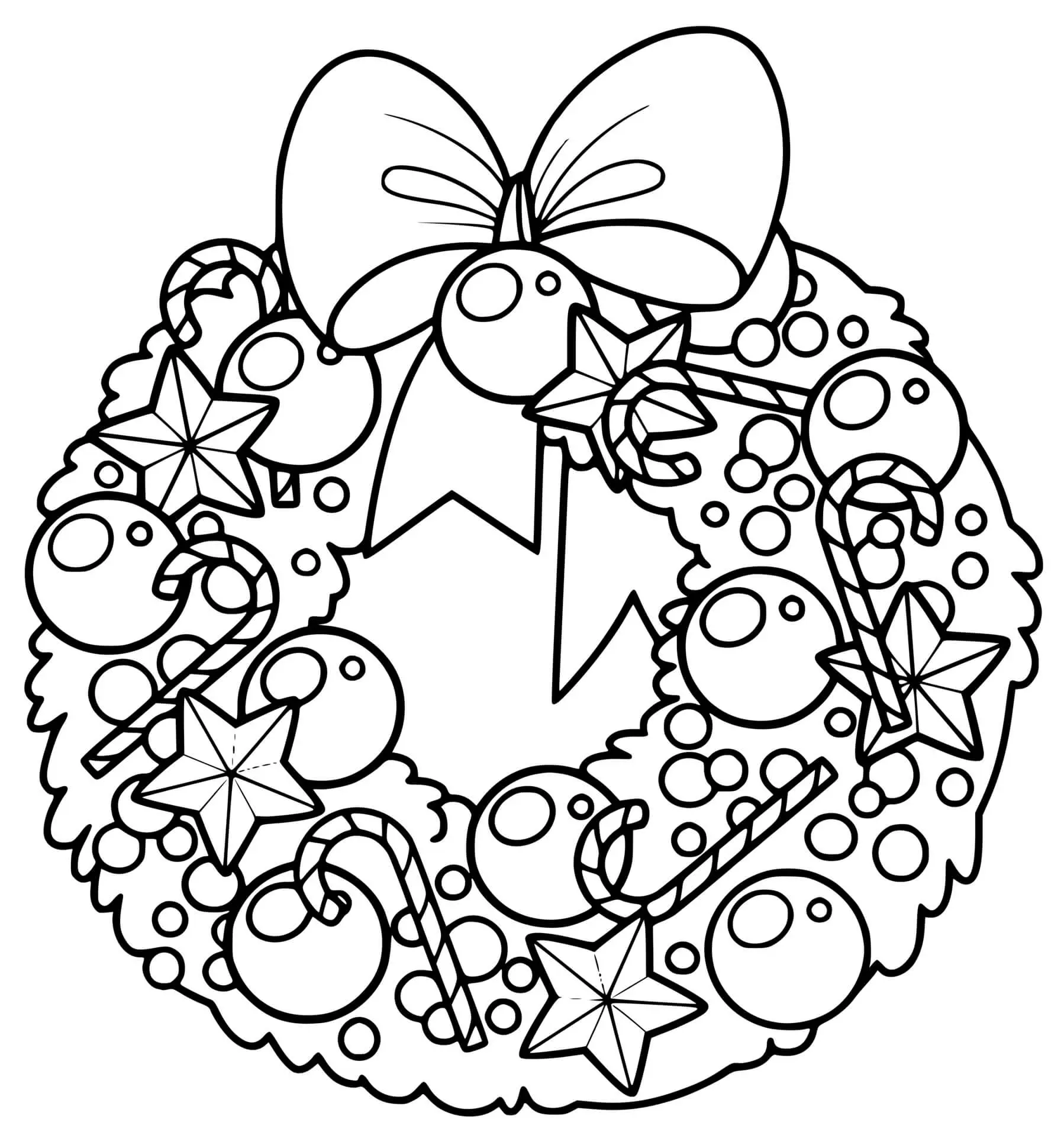 Coloriage Belle Couronne De Noël Avec Décorations - Couronne de Noël à imprimer