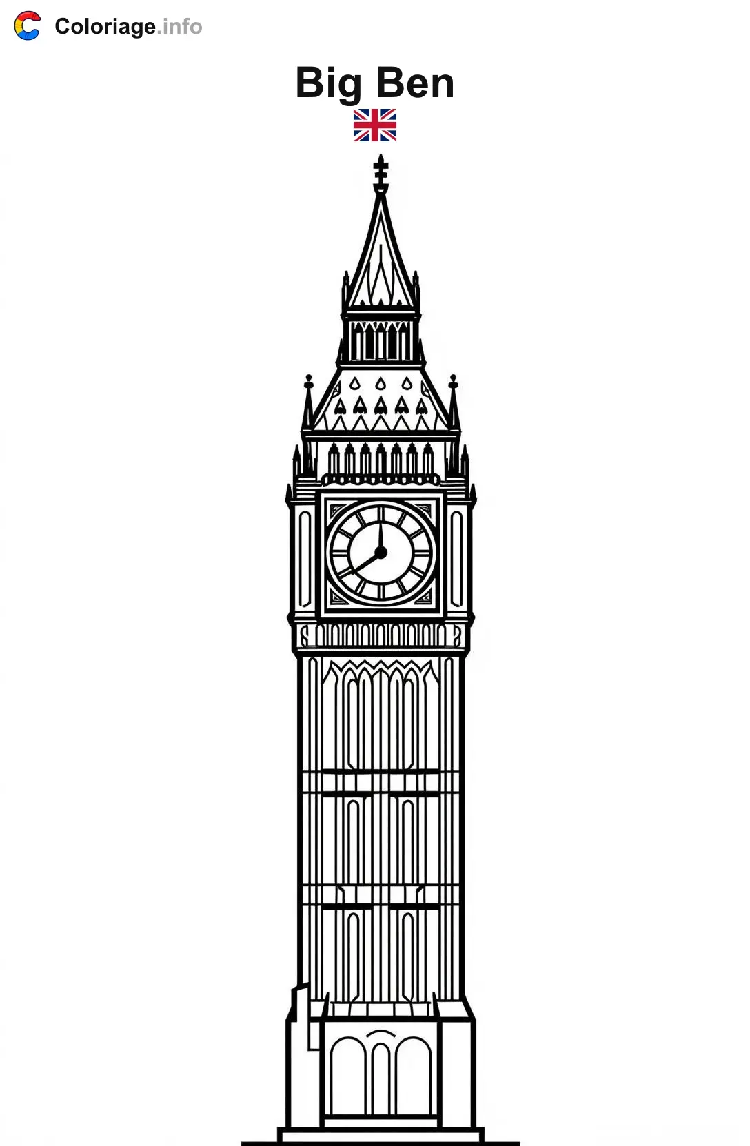 Coloriage Big Ben Royaume-Uni - Big ben à imprimer