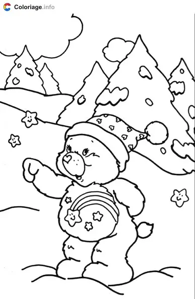 Coloriage Bisounours à la neige - Bisounours à imprimer