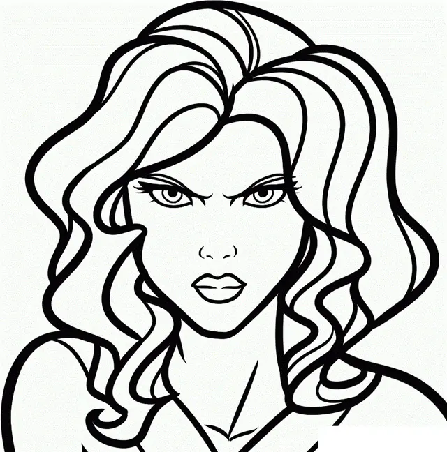 Dibujo de Black Widow enfadada para colorear