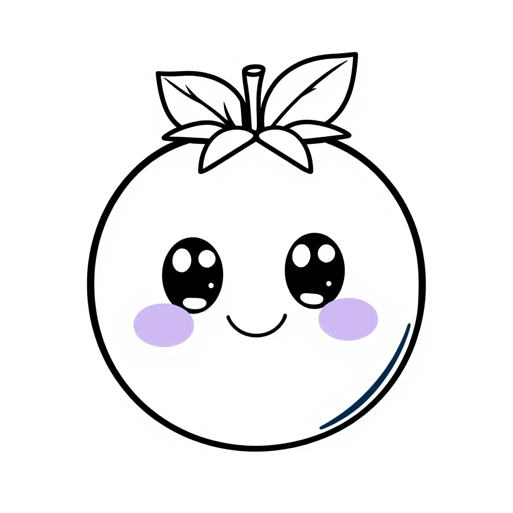 Coloriage Bleuet Fruit Kawaii - Kawaii fruits à imprimer
