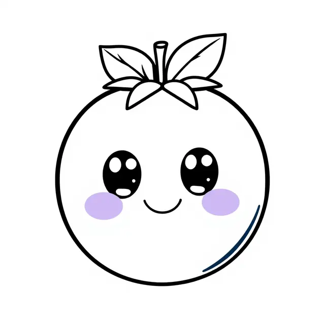 Kawaii Blueberry Fruit coloring page to print