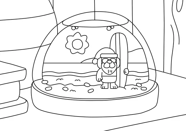 Coloriage Bluey Globe De Neige - Bluey à imprimer