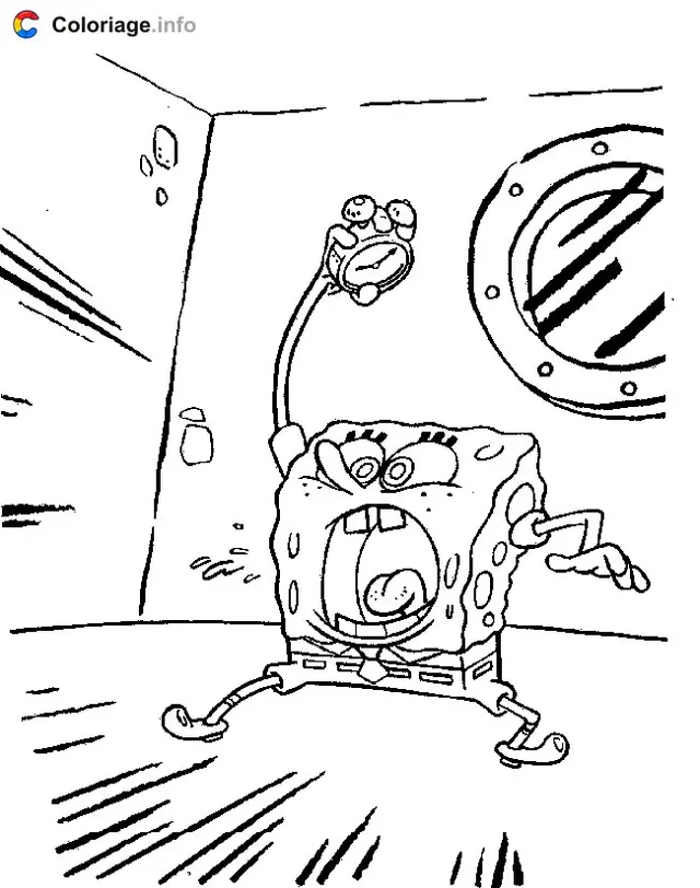 Coloriage Bob l'Éponge dans le cockpit du sous-marin - Bob l'éponge à imprimer