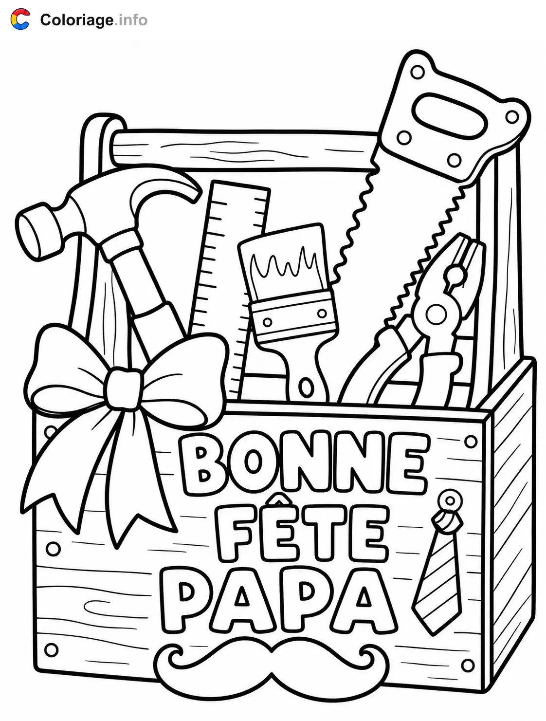 Coloriage Boîte à outils fête papa - Fête des pères à imprimer