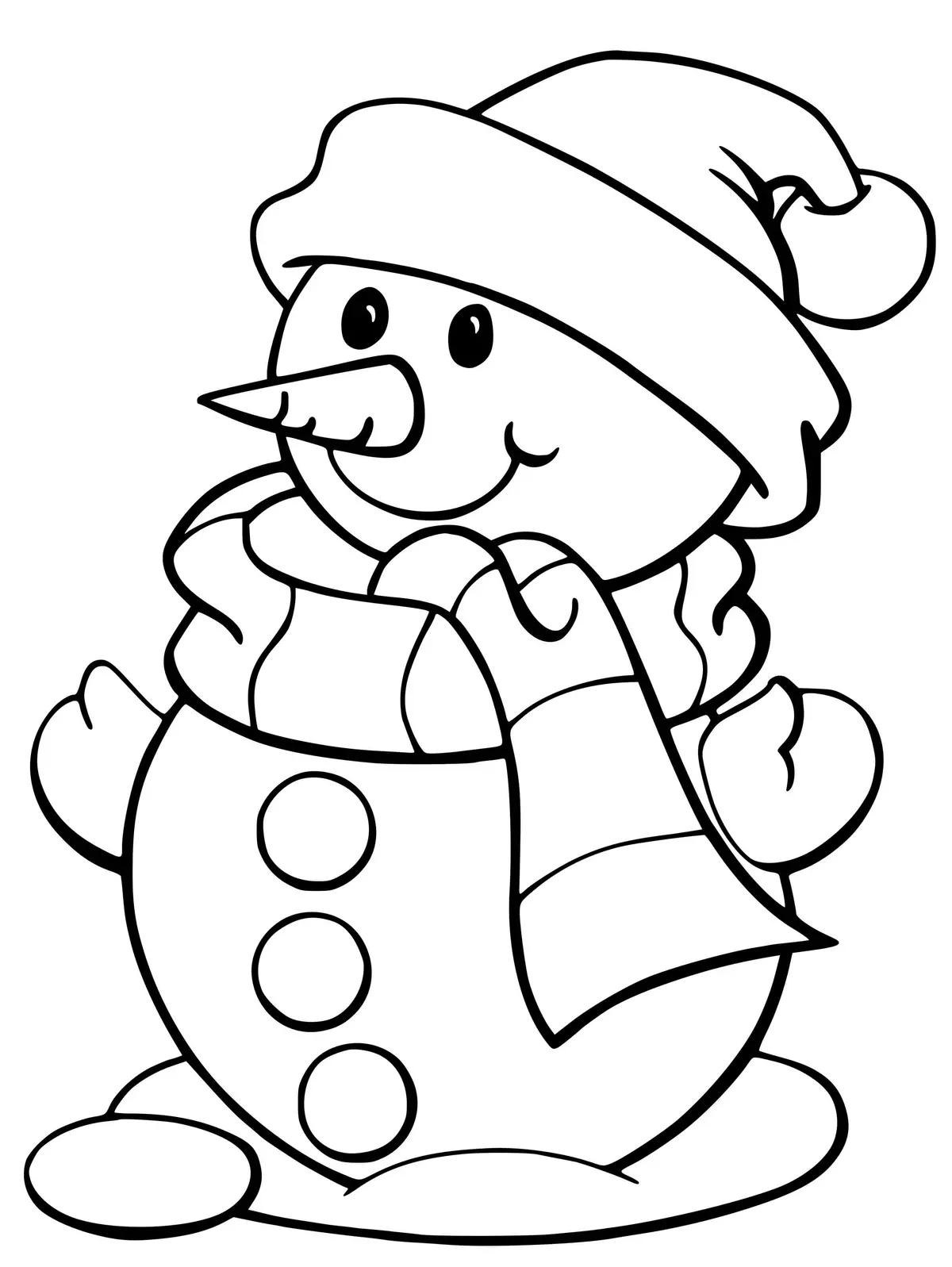 Easy Snowman for Kids coloring page to print