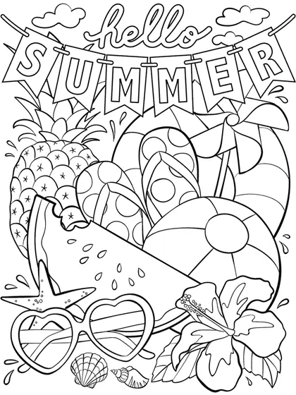Desenho de Olá Verão com Crayola para colorir